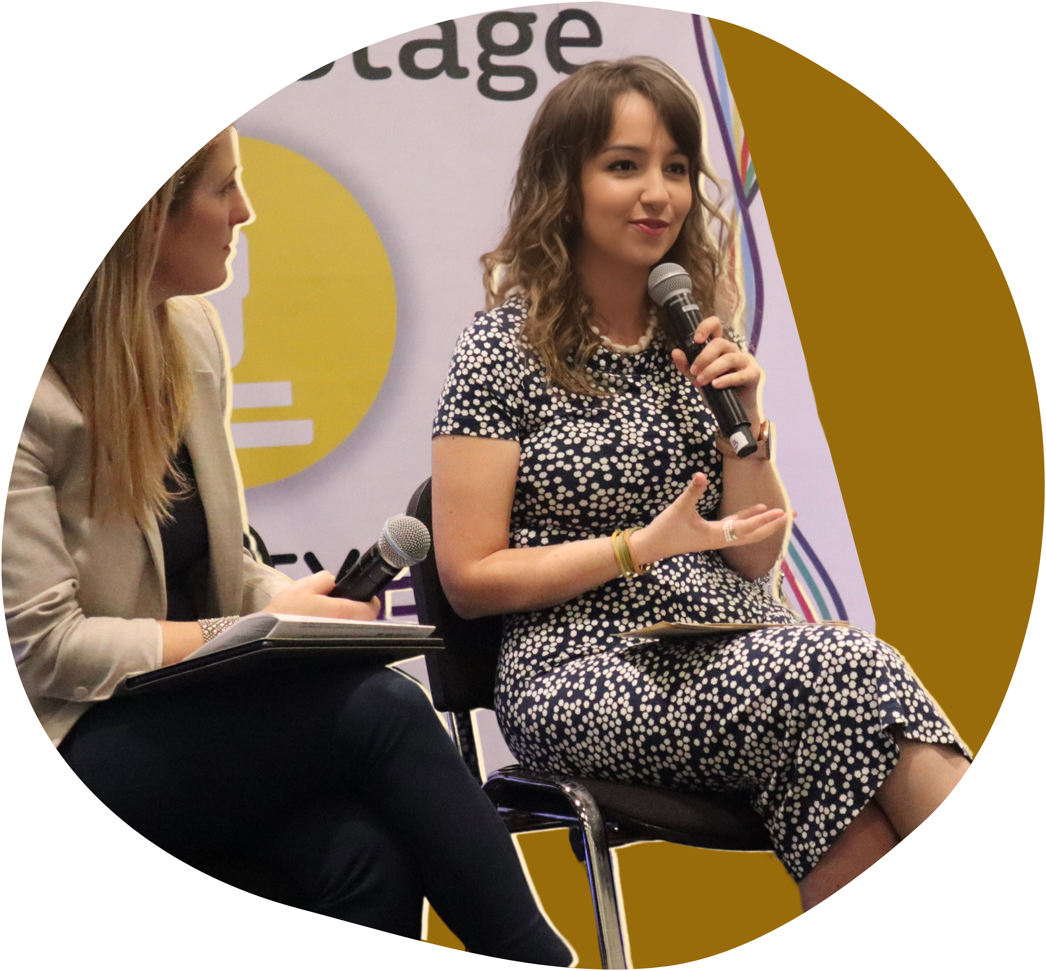 Patchwork Hub's founder Beth speaking on a panel at Disability Expo.